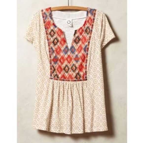ANTHROPOLOGIE AKEMI + KIN Honey Valley Ikat Embroidered Top Women’s Large - Picture 1 of 7